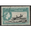 GILBERT & ELLICE ISLANDS - 1956 QEII Issue 10s black and turquoise VF USED