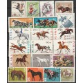 Thematic - HORSES Issues  Used selection (39 stamps)