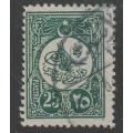 TURKEY - 1909 Sultan Mohamed V issue. 25 piastres myrtle-green (Perf.12) SG 328 Superb used