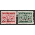 ITALY -  1944 GNR Postage Due Issue overprinted 20c carmine and 25c green **MNH**