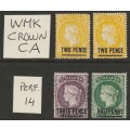 ST HELENA -  QV Overprints 2d(Two) 3d and 1/2d WMK Crown CA (Perf. 14) *MM*