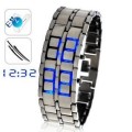 SUPER Fashion Style Blue LED Metal Faceless Watch