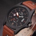 Luxury Men¿s Watch ¿ date and analog ¿ leather strap