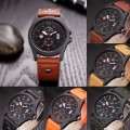 Luxury Men¿s Watch ¿ date and analog ¿ leather strap