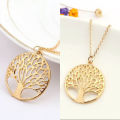 Hollow Tree Pendant and Necklace - Gold