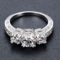 Wedding White Gold plated Ring Size 7- 8 Sapphire rhinestone 10K
