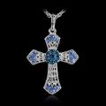 Beautiful Aquamarine & Crystal Cross Necklace