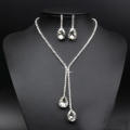 Silver Plated Rhinestone Earrings/Necklace Set