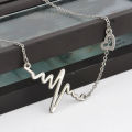 Silver Necklace with Heartbeat Pendant