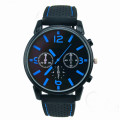 Black and Blue Silicone Analog Sports Wrist Watch