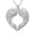 Sterling Angel Wing LOVE Heart Silver Pendant Necklace