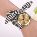 Striped Cloth Quartz Dial Bracelet Wristwatch