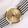 Striped Cloth Quartz Dial Bracelet Wristwatch