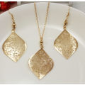 Leave Themed Pendant Necklace Chain Earrings Jewelry Set