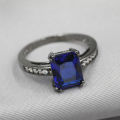 Elegant Black & Dark Blue Stone Ring Size 8