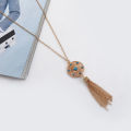 Retro Gold and Turquoise Dreamcatcher Necklace