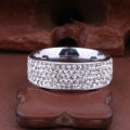 Elegant Stainless Steel Rhinestone Ring Silver or Gold Size