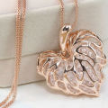 Pretty Golden Heart Stone filled Pendant & Necklace