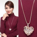 Pretty Golden Heart Stone filled Pendant & Necklace