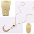 Pearl Pendant Necklace Long Silver or Gold Tassel Sweater Chain