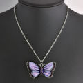 Glitzy Butterfly Crystal Silver Necklace