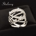 Twisted Silver Paved Crystal Ring