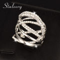 Twisted Silver Paved Crystal Ring