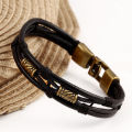 Genuine Leather Bracelet Braided Bangle Wristband
