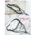 Cross Pendant Black Long Chain Necklace