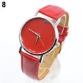 Minimalism Dial Faux Leather Band Quartz Wrist Watch Red or Black