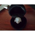 925 Silver White Fire Opal Moon Stone Ring