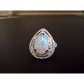White Fire Opal Moonstone Ring