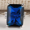 Elegant Silver Blue Sapphire Ring