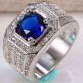 Distinctive Silver Blue Sapphire Ring