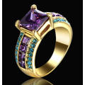 Retro Gold Purple Amethyst Ring