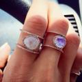 Whimsical Moonstone Double Band Ring