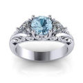 Elven Style Silver Aquamarine Ring
