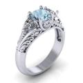 Elven Style Silver Aquamarine Ring