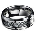 Intricate Viking Design Black & Silver Ring Band