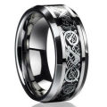 Intricate Viking Design Black & Silver Ring Band