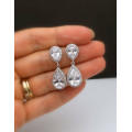 Silver Teardrop White Sapphire Dangle Earring