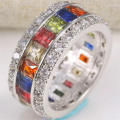 Elegant Silver Multi-Color Sapphire Ring