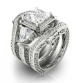Elegant Silver 3 Piece Topaz Ring