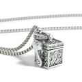 Silver Box Memorial Urn Cremation Charm Pendant Necklace Ash Holder