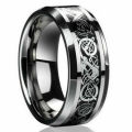 Intricate Viking Black Silver Stainless Steel Ring