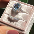 Graceful Aqua Sapphire Ring Set