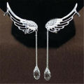 Graceful Silver Sapphire Angel Wing Earrings