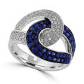 Elegant Pear Cut Silver Sapphire CZ Ring