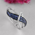 Elegant Silver Blue Sapphire CZ Ring