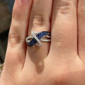 Elegant Silver Blue Sapphire CZ Ring